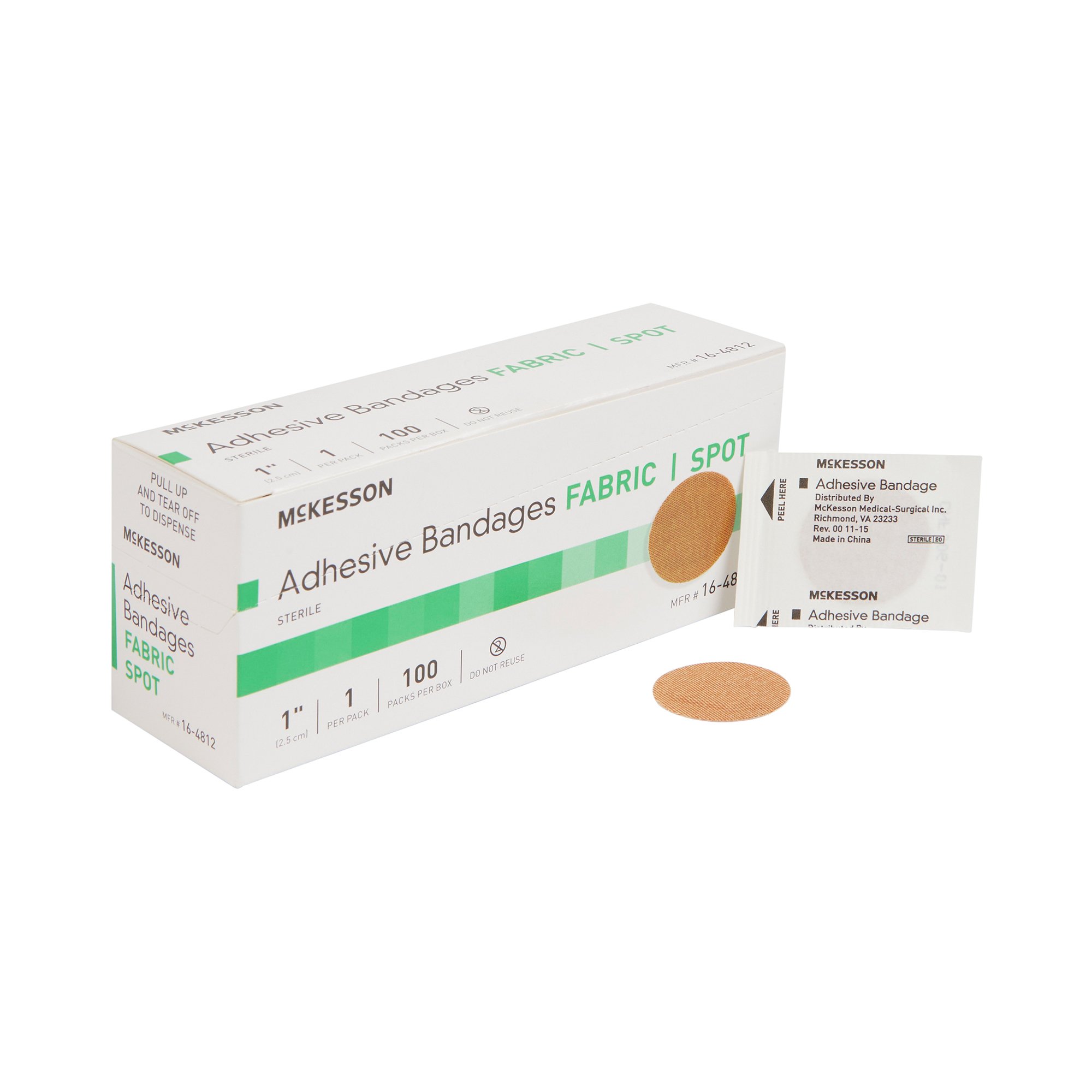 McKesson Round Tan Adhesive Spot Bandage, 1 Inch - Durable, Sterile Wound Care Solution