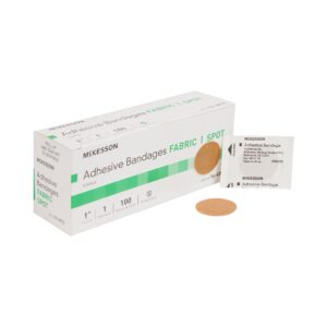 McKesson Round Tan Adhesive Spot Bandage, 1 Inch - Durable Fabric and Sterile Design