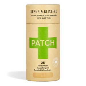 Patch* Adhesive Bandage with Aloe Vera - 3/4 x 3 Inch, Eco-Friendly Bamboo & Natural Aloe Vera for Sensitive Skin