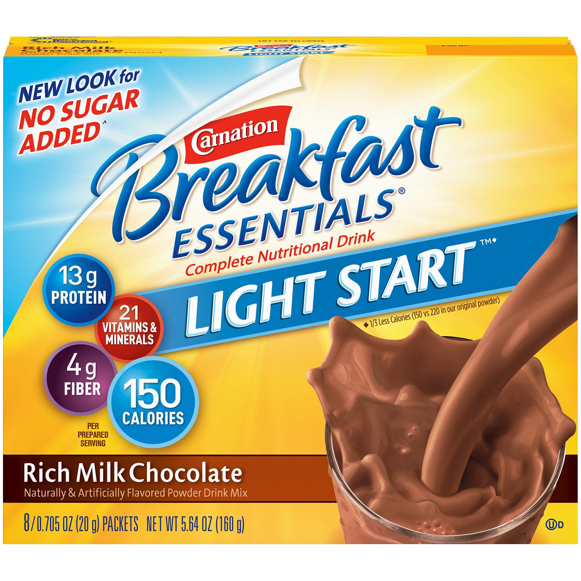 Carnation Breakfast Essentials Light Start Chocolate Nutritional Drink Mix - 8 Packets