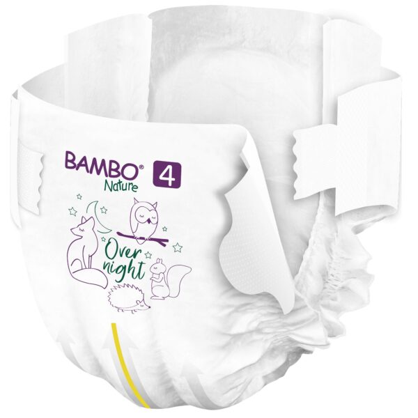Bambo? Nature Size 4 Overnight Baby Diapers - Heavy Absorbency, Refastenable Tabs, Eco-Friendly & Dermatologically Tested - Image 2