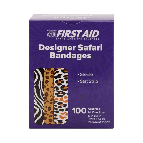 American White Cross Stat Strip Designer Safari Adhesive Bandage ? x 3 Inches - Image 2