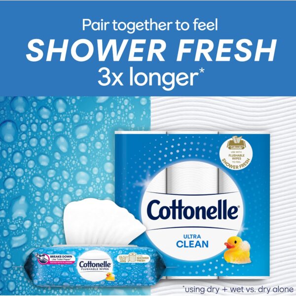 Cottonelle FreshCare Flushable Wipes – Biodegradable Plant-Based Personal Wipes, 42 Count Pack - Image 5