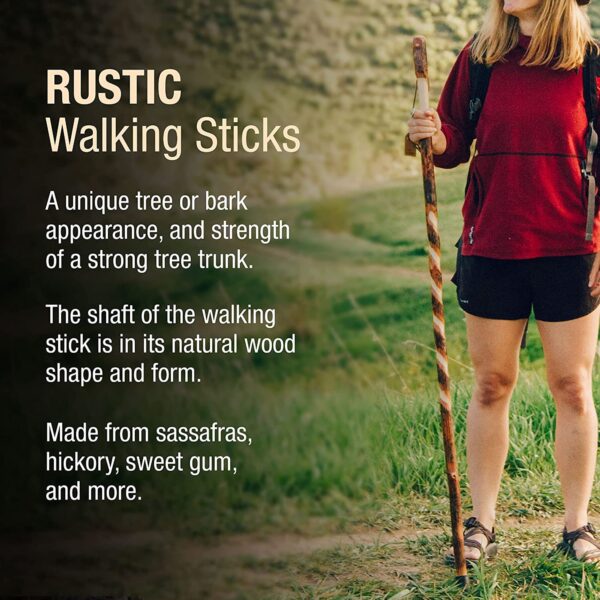 Brazos* Twisted Hickory Rustic Walking Stick - 55 Inch, Durable and Slip-Resistant - Image 8