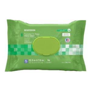 McKesson Flushable Wet Wipes XL Scented – 96 Count with Snap-Lid, Gentle on Skin & Septic Safe