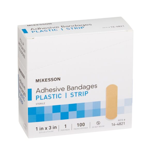 McKesson Tan Adhesive Bandage Strip 1 x 3 Inch - Sterile, Nonstick, Latex-Free Medical Wound Cover - Image 6