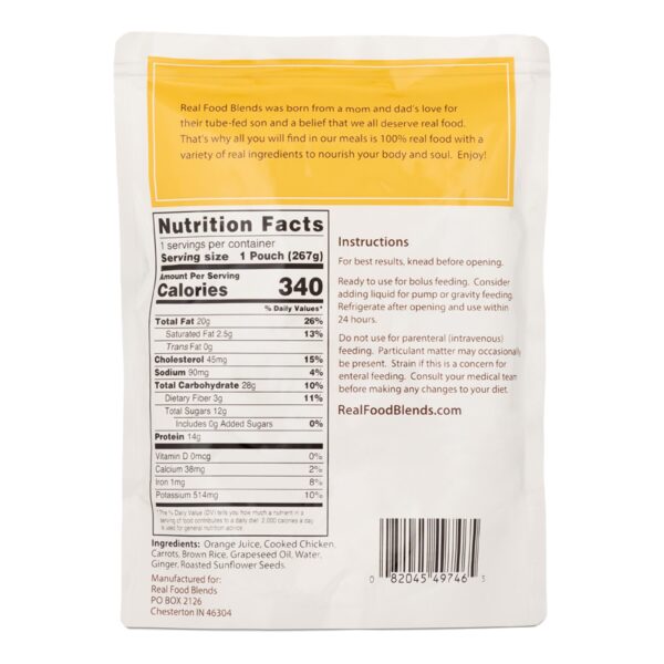 Real Food Blends* Orange Chicken, Carrots & Brown Rice Puree for Tube Feeding - Image 2