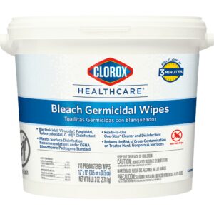 Clorox Healthcare Bleach Germicidal Wipes – 12 x 12 Inches, 110 Count, Hospital-Grade Surface Disinfectant
