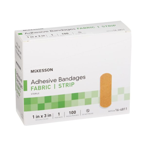 McKesson Tan Adhesive Bandage Strip 1 x 3 Inch - Flexible, Sterile Wound Cover - Image 6
