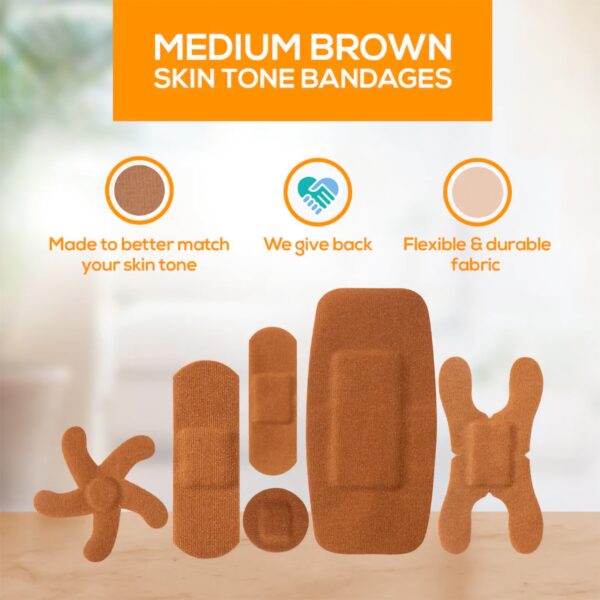 TruColour? Brown Assorted Adhesive Bandages * Waterproof Fabric Wound Care (30 Pack) - Image 4