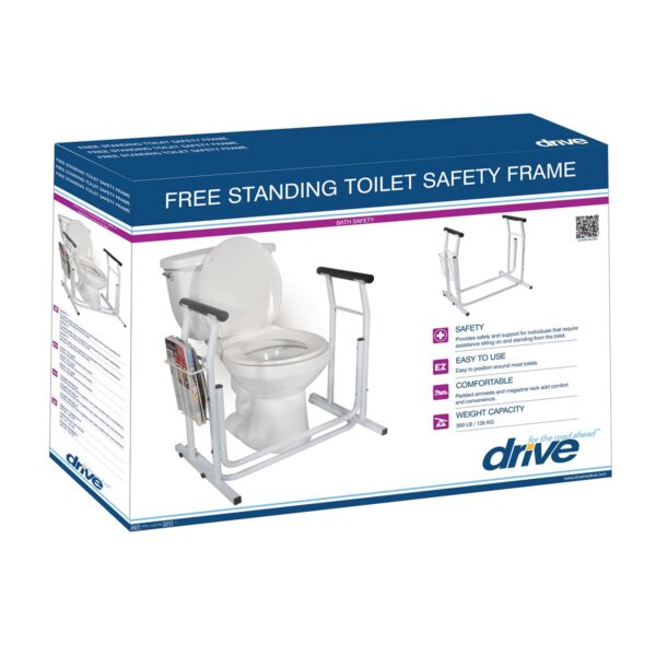 drive™ Free-Standing Toilet Safety Rail with Foam Armrests and Magazine Rack - Image 3