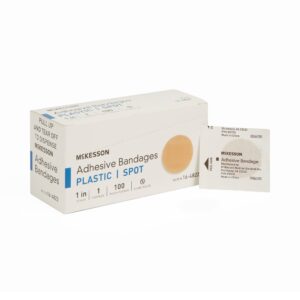 McKesson Round Tan Adhesive Spot Bandage - 1 Inch Diameter, Sterile, Non-Latex, 100 Pack