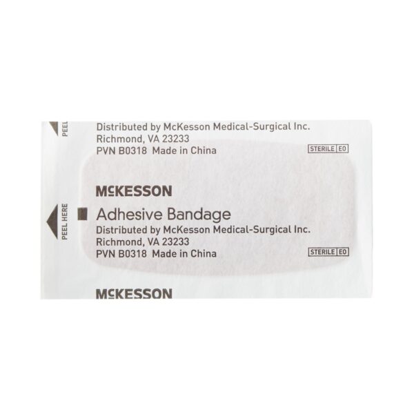 McKesson Tan Adhesive Bandage, 2 x 4 Inch, Sterile Fabric Wound Care Patch - Image 3