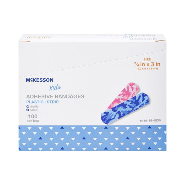 McKesson Kids* Camo Pattern Adhesive Bandage, 3/4 x 3 Inches, Pack of 100 - Image 4