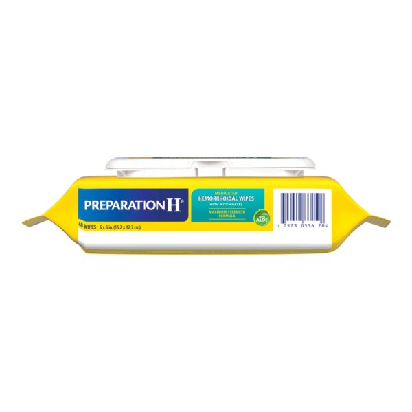 Preparation H Medicated Hemorrhoidal Wipes Max Strength with Witch Hazel & Aloe - 48 Count Refill Pack - Image 8