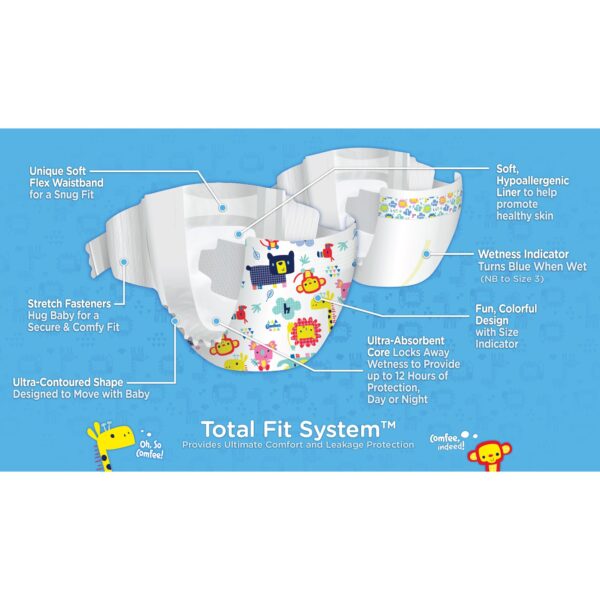 Comfees Size 7 Baby Diapers by Comfees * Moderate Absorbency, Refastenable Tabs, Kid Design - Image 5