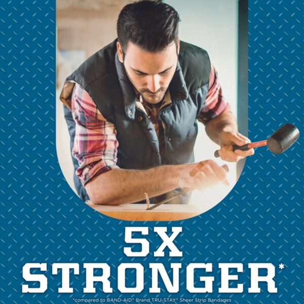 Band-Aid? Tough Strips* Adhesive Bandages, 1 x 3-1/4 Inches * Heavy-Duty Fabric for Hardworking Hands - Image 4