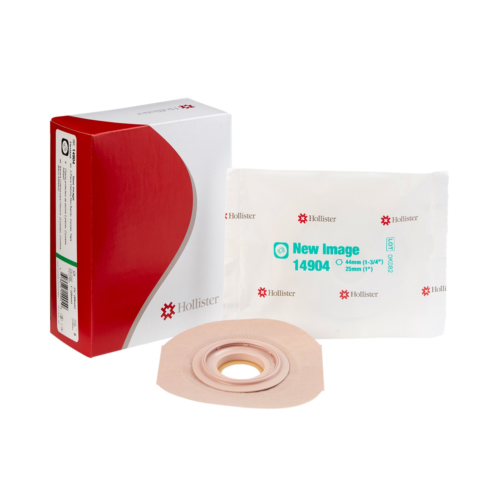 FlexTend New Image Convex Skin Barrier with 1-Inch Stoma Opening - 44mm Flange, Precut, Extended Wear, Hydrocolloid, Green System Match