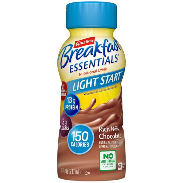 Carnation Breakfast Essentials Light Start Chocolate Nutritional Drink - 8 oz Bottles, Supports Muscle Growth & Bone Health - Image 2