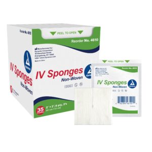 Dynarex I.V. Sponge, 2 x 2 inch, 6-Ply - Sterile Nonwoven Gauze for IV and Wound Care