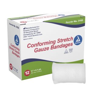 Dynarex Conforming Bandage, 2 Inch x 4-1/10 Yard, Nonsterile, Polyester Roll Gauze
