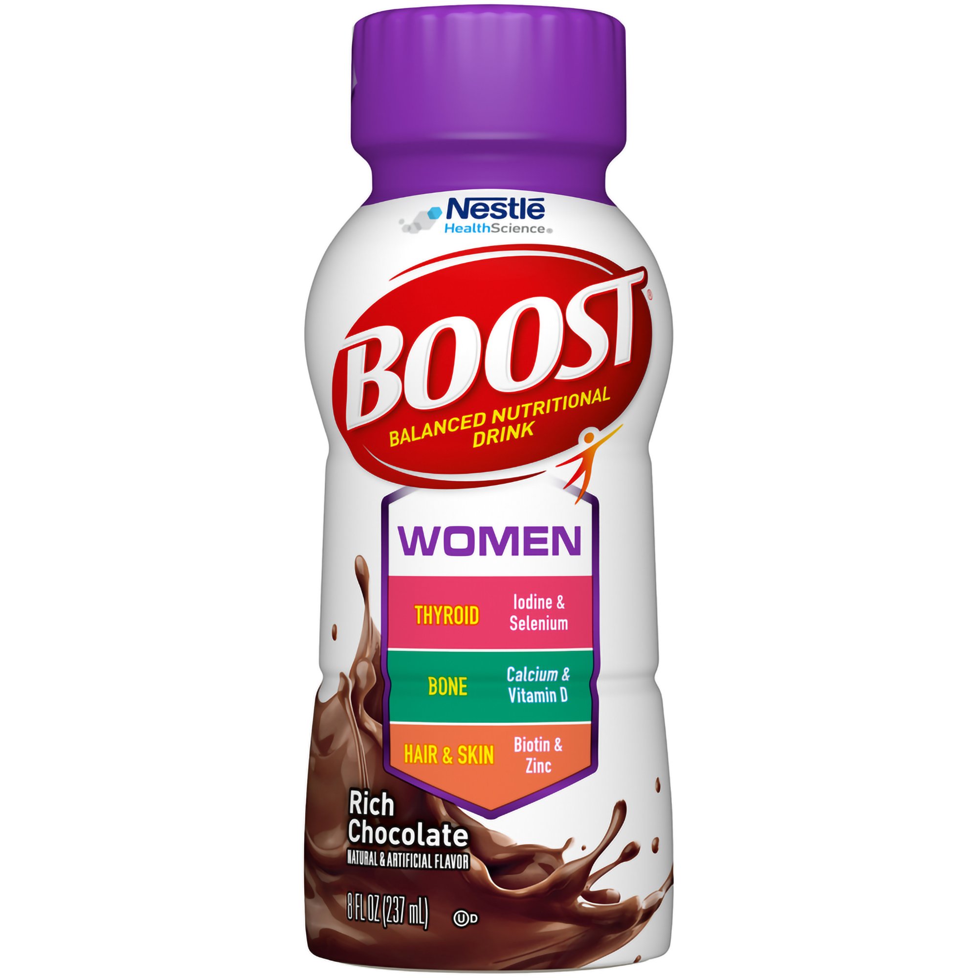 Boost Women Chocolate Balanced Nutritional Drink - 8 oz Bottle - High-Protein, Vitamin & Mineral Support