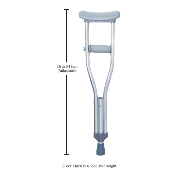 McKesson Pediatric Aluminum Underarm Crutches with Push Button Height Adjustment - Image 5
