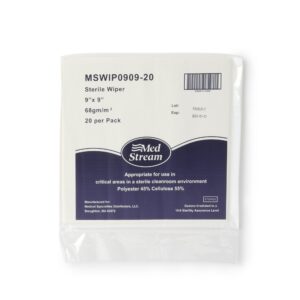 McKesson Cleanroom Wipes, 9 x 9 Inch Sterile Disposable Wipes (20 per Pack, 15 Packs per Box)