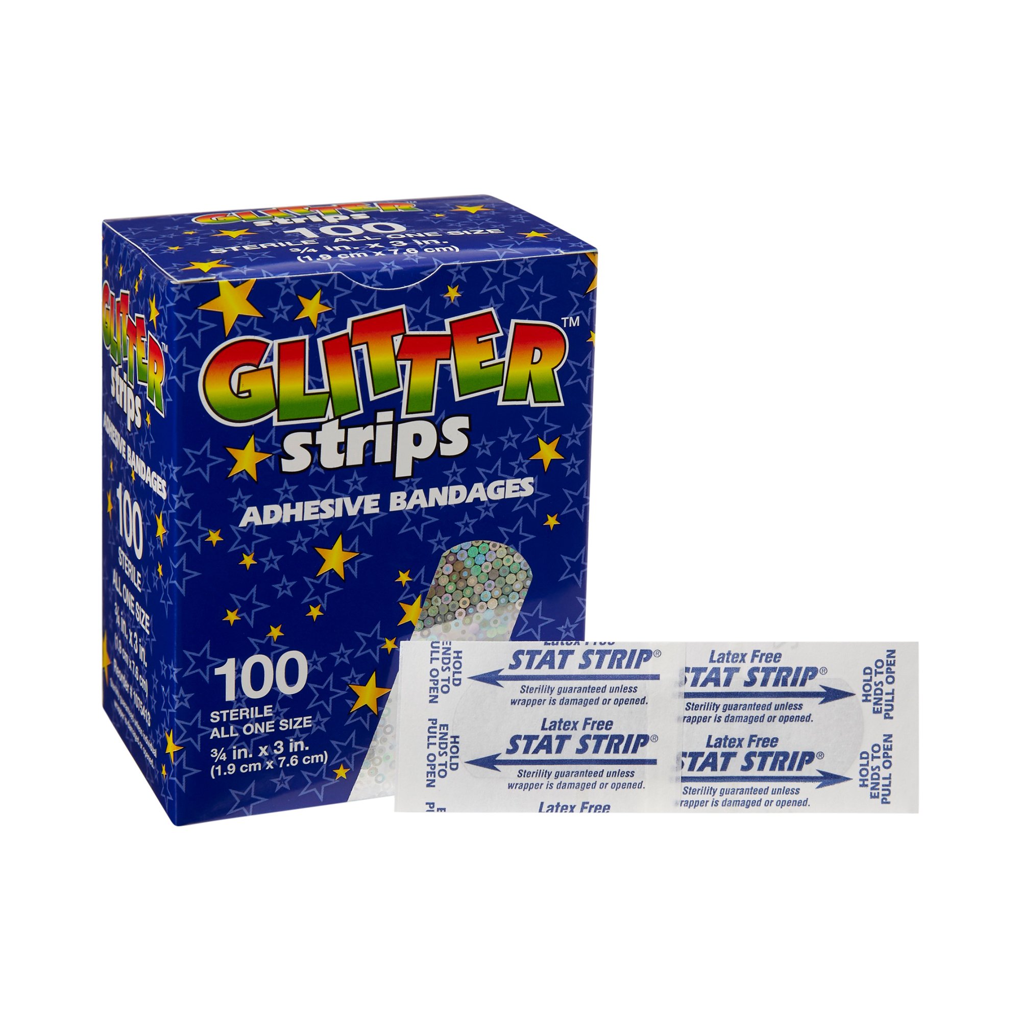 Stat Strip Glitter Adhesive Bandage, 3/4 x 3 Inches - Kid-Friendly Design