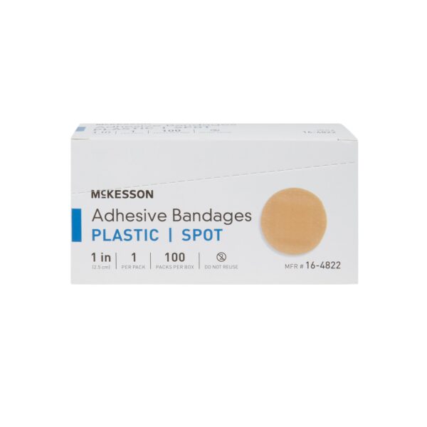 McKesson Round Tan Adhesive Spot Bandage - 1 Inch Diameter, Sterile, Non-Latex, 100 Pack - Image 5
