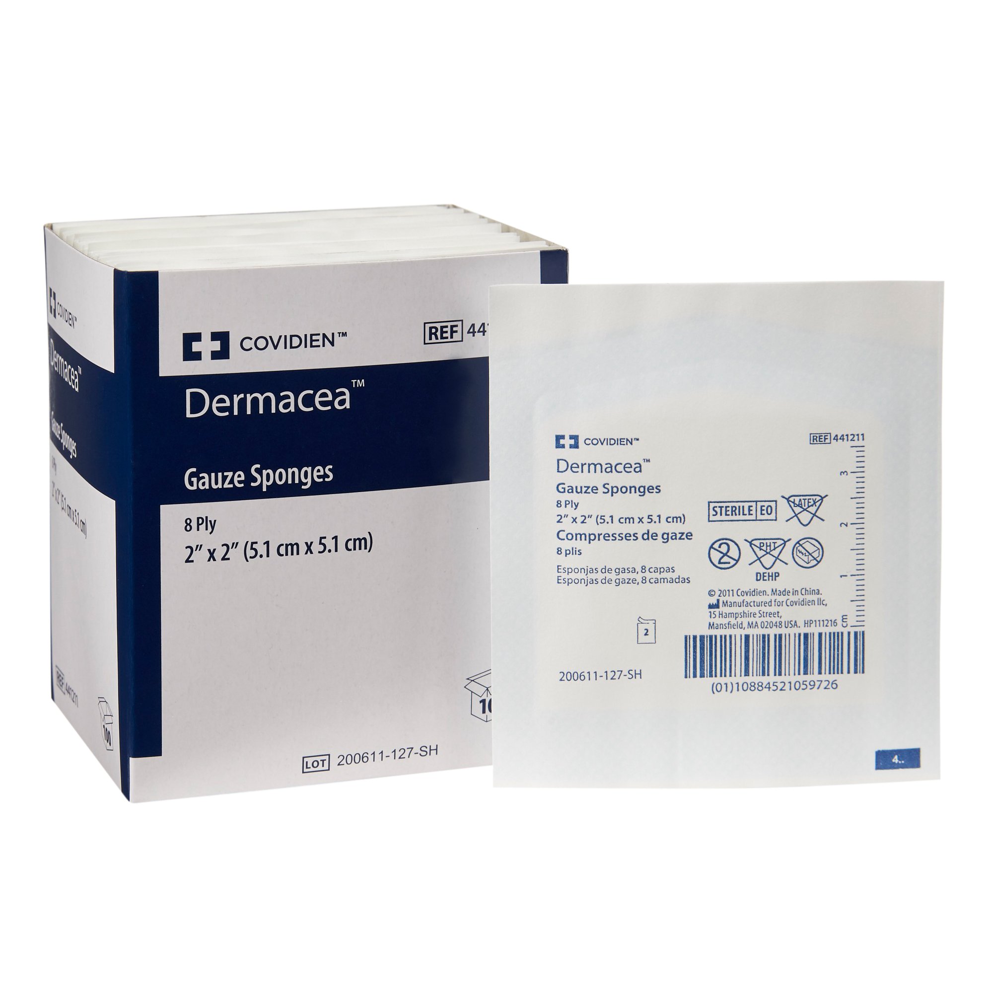 Dermacea* Sterile Gauze Sponge 2 x 2 Inch, 8-Ply for Wound Care