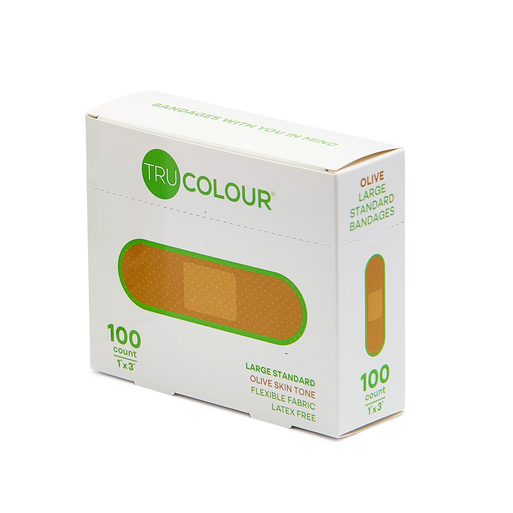 Tru-Colour Olive Skin Tone Fabric Adhesive Bandages * 1 x 3 Inch, Pack of 100