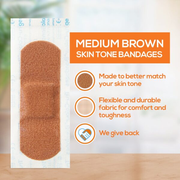 Tru-Colour Brown Adhesive Bandages 1 x 3 Inch - Waterproof Fabric Strips for Wound Care - Image 5