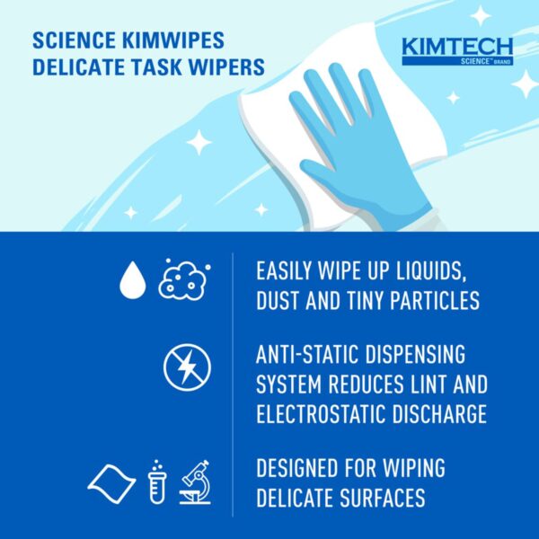 Kimtech Science Kimwipes Delicate Task Wipes, 1-Ply, 8.2 x 4.4 Inches by Kimtech Science (Part No. 34155) - Image 9