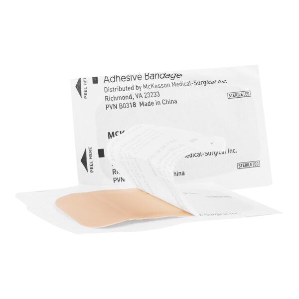 McKesson Tan Adhesive Bandage, 2 x 4 Inches - Sterile Plastic Wound Cover - Image 2