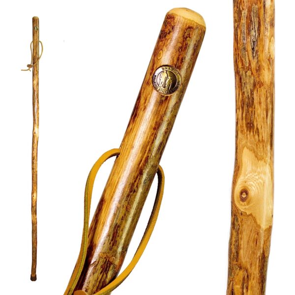 Brazos* Assorted Hardwood Rustic Walking Stick - 41 Inch American Hardwood Cane with Leather Loop and Rubber Ferrule - Image 4