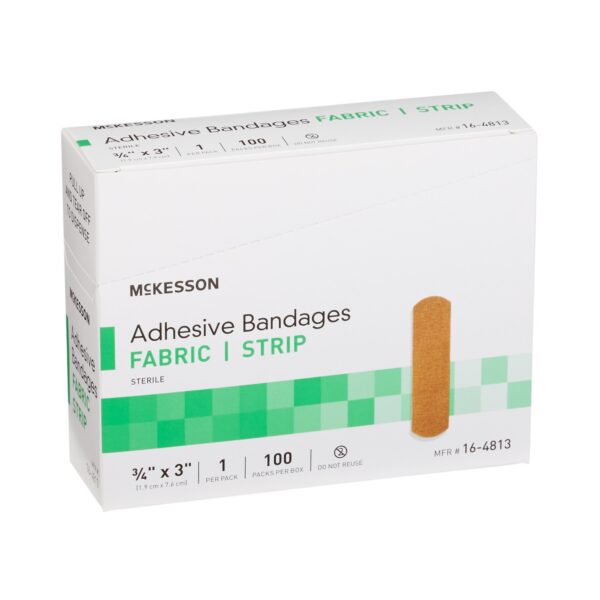 McKesson Tan Adhesive Bandage, 3/4 x 3 Inch * Flexible Fabric Wound Care Strip - Image 6