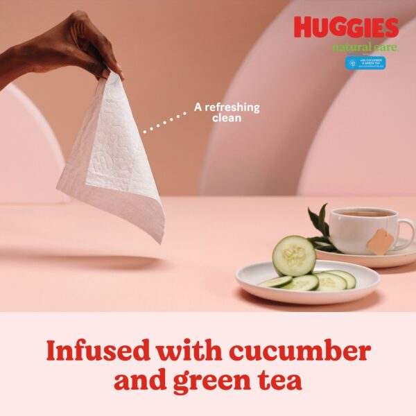 Huggies Natural Care Refreshing Baby Wipes – Infused with Cucumber and Green Tea, 560 Count Soft Pack - Image 2