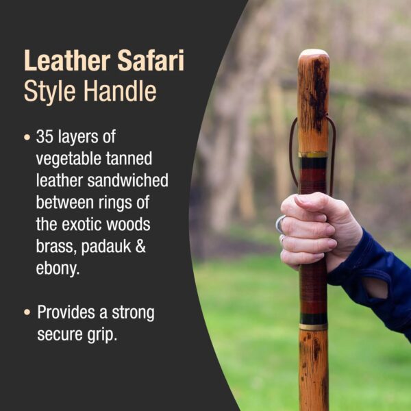 Brazos* Exotic Leather Safari Hickory Rustic Walking Stick, 55-Inch - Image 4