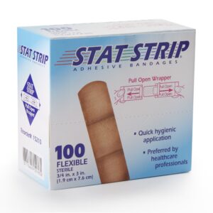 American White Cross Stat Strip Adhesive Bandages, 3/4 x 3 Inch, 100 Pack
