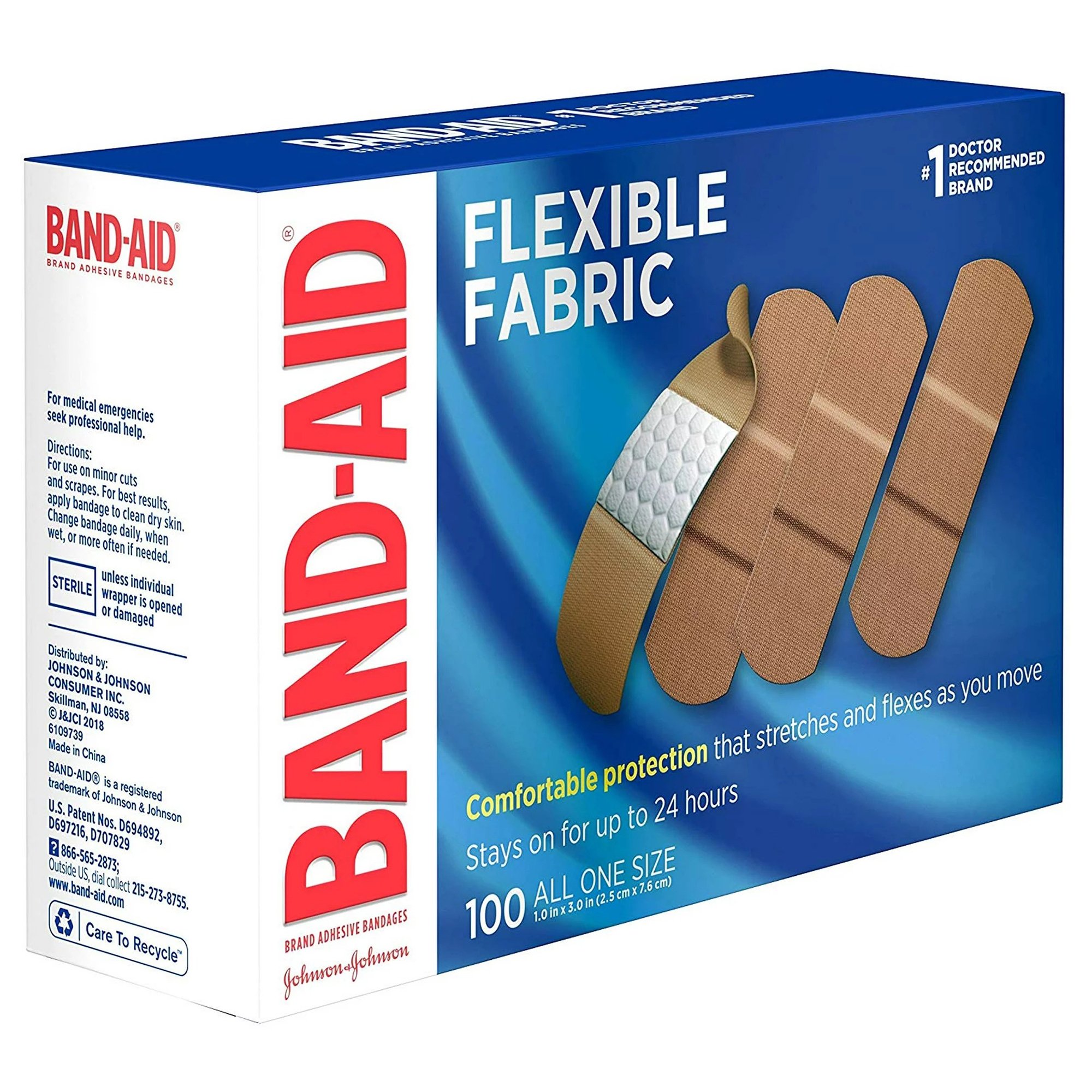 Band-Aid? Flexible Fabric Tan Adhesive Bandage 1 x 3 Inch, Pack of 100