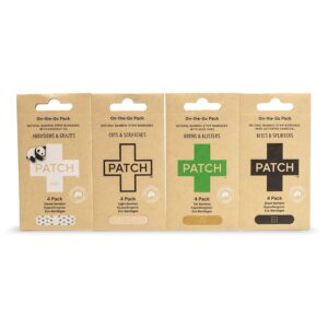 Patch* On The Go Sample Pack Adhesive Bandages * 3/4 x 3 Inch Natural Bamboo & Activated Charcoal Wound Care