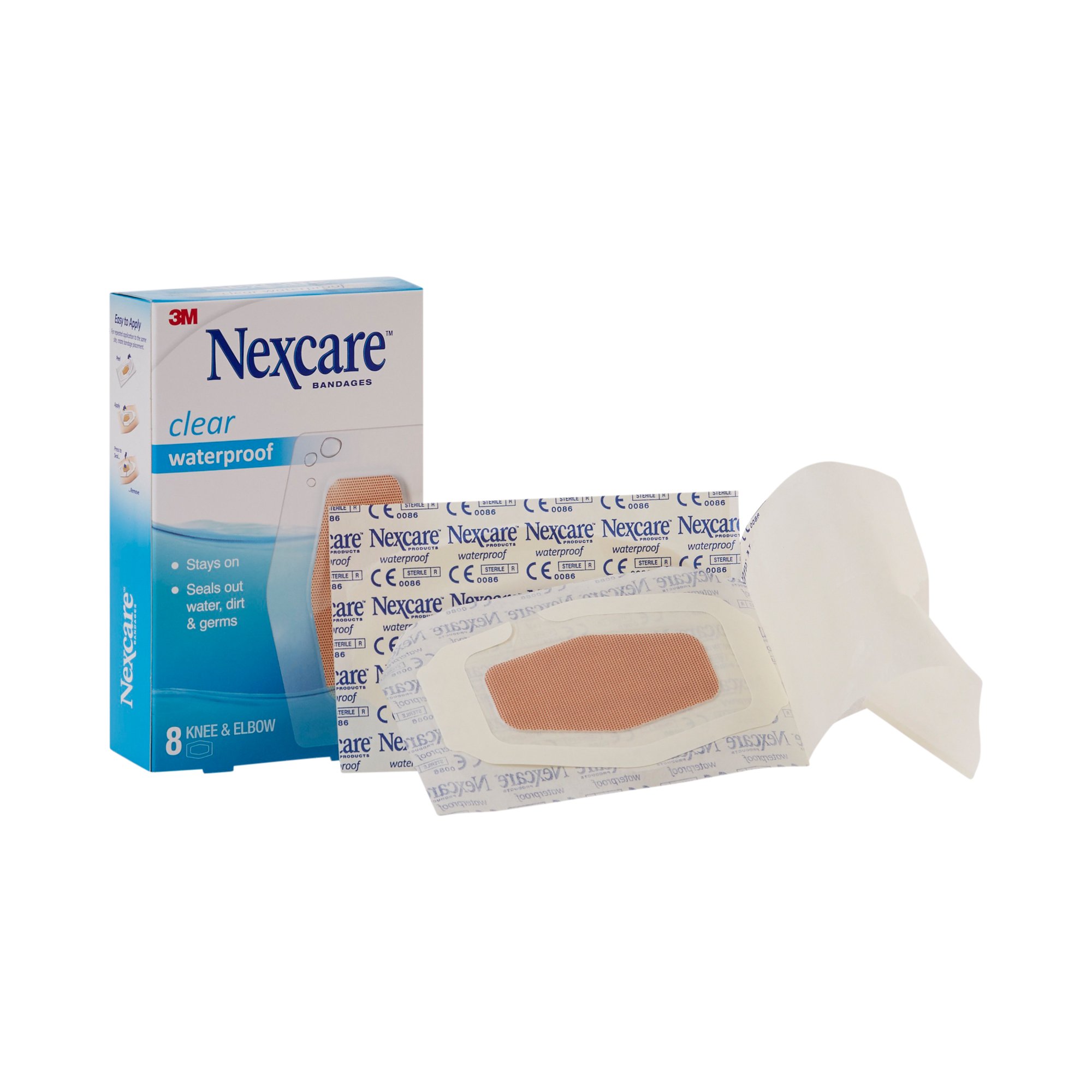 Nexcare* Waterproof Knee and Elbow Sheer Adhesive Bandages * 2-3/8 x 3? Inches for Wet Conditions