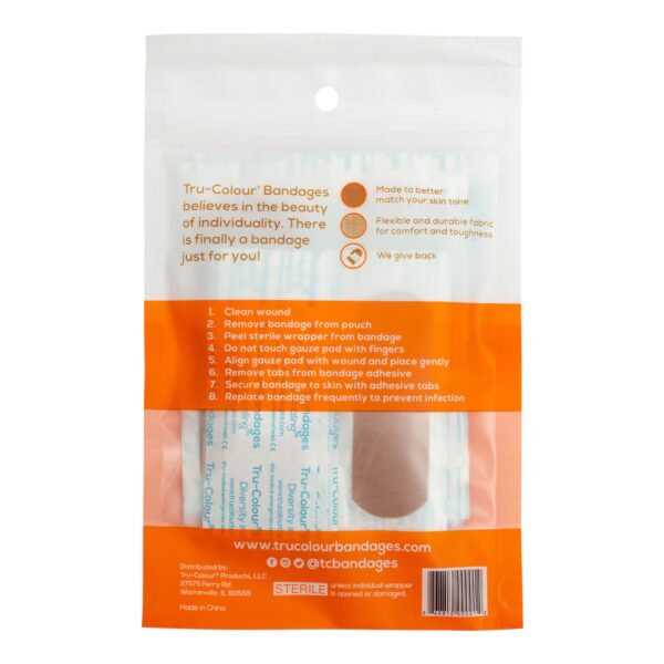Tru-Colour Brown Adhesive Bandages 1 x 3 Inch - Waterproof Fabric Strips for Wound Care - Image 3