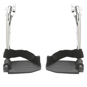 Drive* Footrest for Wheelchair Swing-Away Footrest - Aluminum Footplates with Chrome Extensions, Tool-Free Installation
