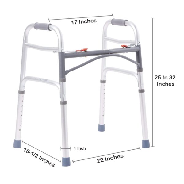 McKesson Junior Aluminum Folding Walker with Adjustable Height and 350 lb Capacity - Image 3