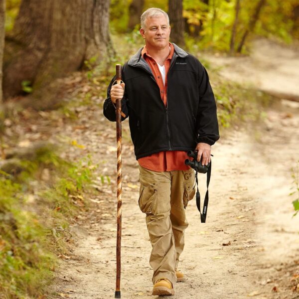 Brazos* Twisted Hickory Rustic Walking Stick - 55 Inch, Durable and Slip-Resistant - Image 4