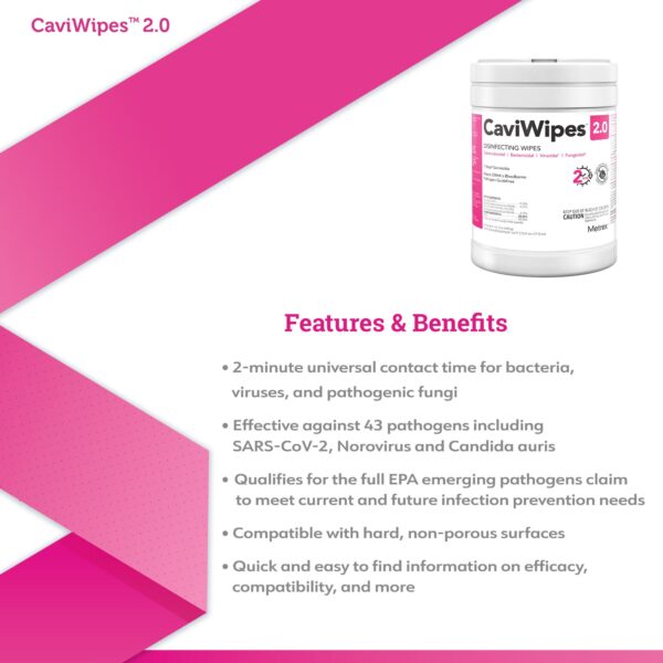 CaviWipes™ 2.0 Disinfecting Wipes, 65 Count – Fast-Acting Surface Cleaner with EPA EVP Claim - Image 2