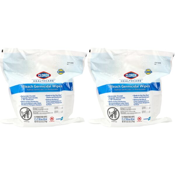 Clorox Healthcare Bleach Germicidal Wipes Refill Pouch – 110 Count - Image 5
