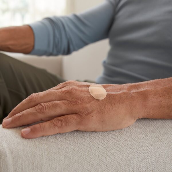 McKesson Oval Tan Adhesive Bandage, 1 x 1-1/4 Inch - Sterile Fabric Wound Care Strip - Image 3